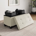 thumbnail image 1 of Hearth & Harbor Ottoman Storage Bench, 30" Ottoman with Storage,White Linen, 1 of 8