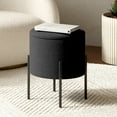 thumbnail image 1 of Hearth & Harbor Ottoman with Storage, Foot Stool Storage Ottoman Round Boucle, Black, 1 of 9