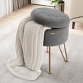 thumbnail image 1 of Hearth & Harbor Round Ottoman with Storage, Luxurious Foot Stool and Chic Vanity Stool with Storage, Elegant Boucle Grey, 1 of 8