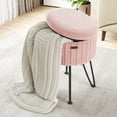 thumbnail image 1 of Hearth & Harbor Ottoman with Storage, Round Storage Ottoman, Vanity Stool and Foot Stool with Storage, Pleated Velvet Pink, 1 of 8
