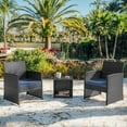 thumbnail image 1 of Hearth & Harbor Outdoor Patio Furniture Bistro Set, Wicker 3 Piece Patio Set, Gray with Navy Cushions, 1 of 7