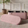 thumbnail image 1 of Hearth & Harbor Oval Storage Ottoman Bench, Boucle 43" Ottoman with Storage , Pink, 1 of 1