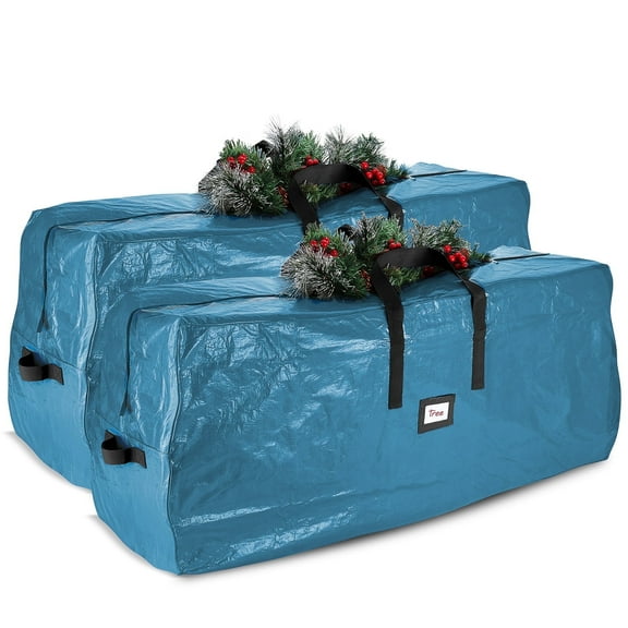 Hearth & Harbor Plastic Christmas Tree Storage Bag with Handles, Fits up to 7.5 ft Holiday Trees, 2-Pack