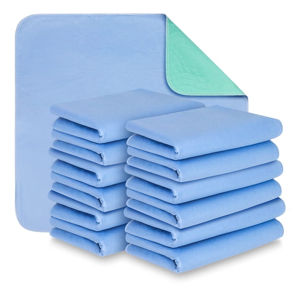 Hearth & Harbor Reusable & Washable Incontinence Bed Pads, Waterproof Protective Underpads, 34" x 36", 12 Pack