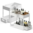 thumbnail image 1 of Hearth and Harbor Under Sink Organizer, Bathroom Cabinet Organizer Pull Out Sliding Draw, Under Cabinet Storage, None Slip Grip Under Kitchen Sink Organizer, White (2-Pack), 1 of 6