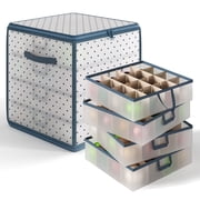 Hearth & Harbor Small Christmas Ornament Storage Box - Fits up to 64 Holiday Ornaments - Clear Plastic Cube