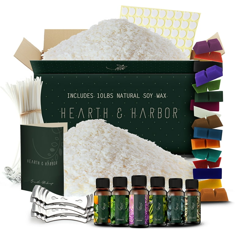 ASH & HARRY (US Based Company Premium Candle Making Kit - Complete DIY  Starter Set - Pure Soy Wax, Designer 10 Tin & Glass Jars - 10 CPL Branded  Fragrances, Soy Wax
