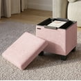 thumbnail image 1 of Hearth & Harbor Storage Ottoman Bench, Boucle 15" Ottoman with Storage , Pink, 1 of 9