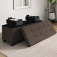 thumbnail image 1 of Hearth & Harbor Ottoman Storage Bench, Linen 45" Ottoman with Storage, Brown, 1 of 8