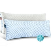 Hearth & Harbor Temperature Regulating Reversible Cooling Pillow, Memory Foam Pillow, Body Pillow 20" X 54", 2 Pack