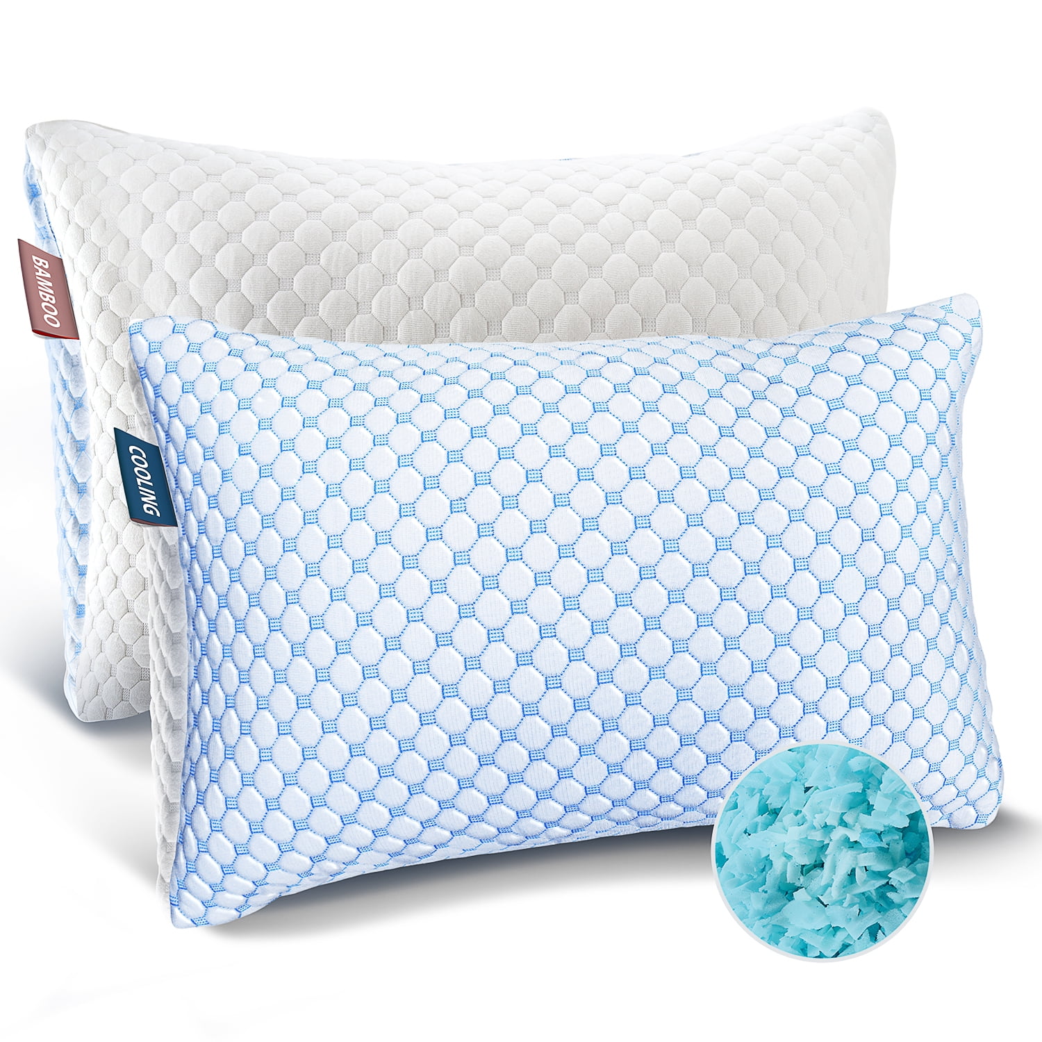 Virtu Cooling Memory Foam Pillows For Bed 2 Pack, Reversible King Size Pillows Set of 2 - Walmart.com