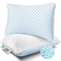 Hearth & Harbor Temperature Regulating Reversible Cooling Pillow, Memory Foam Pillow, Standard/Queen Pillows 20” X 28”, 2 Pack