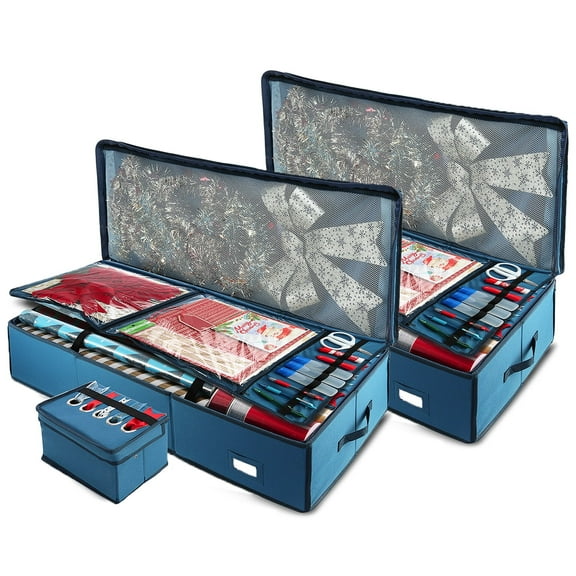 Hearth & Harbor Wrapping Paper Storage Organizer, Blue, 2 Count Pack