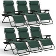 thumbnail image 1 of Hearth & Harbor Zero Gravity Chair Set of 6, Outdoor Lounge Chair Set of 6 with Cup Holder, Forest Green, 1 of 7