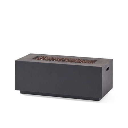 Hearth Outdoor 40,000 BTU Lightweight Concrete Rectangular Fire Pit (No Tank Holder), Dark Gray