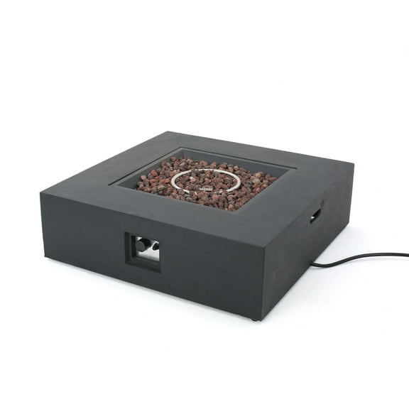Hearth Outdoor 50,000 BTU Lightweight Concrete Square Fire Pit (No Tank Holder), Dark Gray