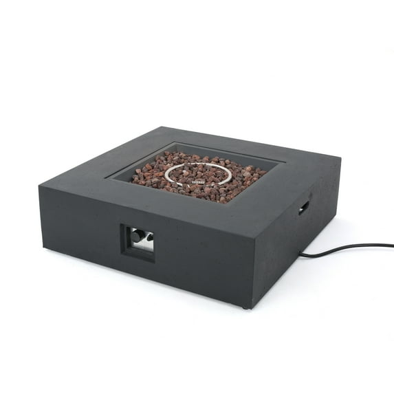 Hearth Outdoor 50,000 BTU Lightweight Concrete Square Fire Pit (No Tank Holder), Dark Gray
