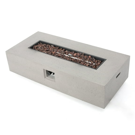 Hearth Outdoor 50,000 BTU Lightweight Concrete Rectangular Fire Pit (No Tank Holder), Light Gray