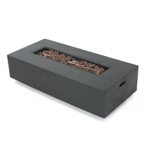 Hearth Outdoor 50,000 BTU Lightweight Concrete Rectangular Fire Pit (No Tank Holder), Dark Gray