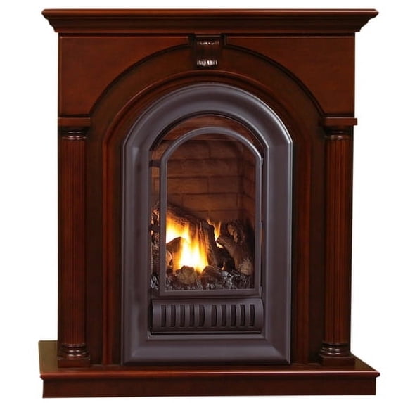 Hearth Sense Natural Gas Vent less Gas Fireplace System - 20,000 BTU, Cherry - Model# HS-ANI-AFC