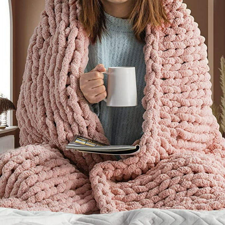 Wool Chunky Thick Knit Blanket Grey Large Soft Wool Chunky Knit