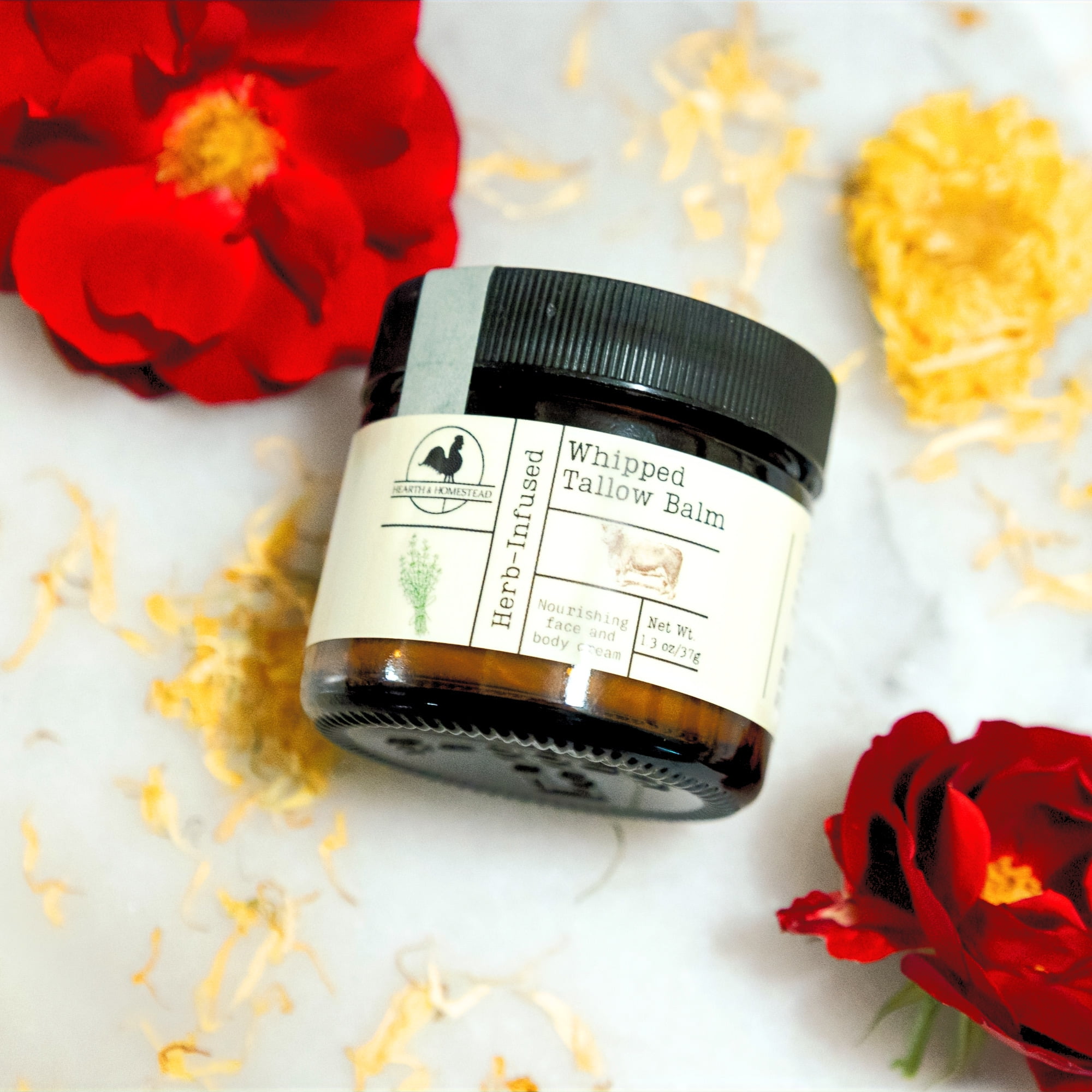 Hearth and Homestead Whipped Tallow Balm Herb-Infused (Unscented) 1.3 oz