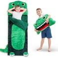 thumbnail image 1 of HearthH Kids Dinosaur Sleeping Bag, Toddler Boy Dino Nap Mat, Plush Animal Slumber Bag 2 In 1 Pillow Daycare Preschool Kindergarten Birthday Gift Travel Sleepover 3 4 5 6 7 8 10 12 Yr Child Teen, 1 of 14