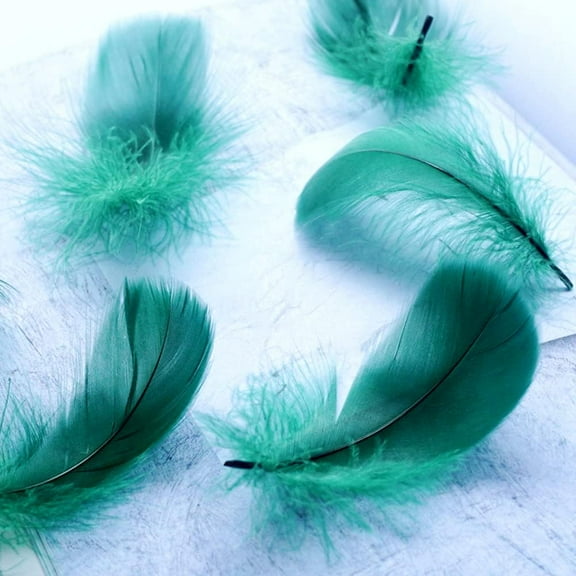 HearthHarmony 100Pcs Dark Green Natural Dyed Goose Feathers, 3-5Inch Craft Feathers Assorted Colors Feathers for Hat DIY Craft Wedding Party Birthday Clothing Decorations