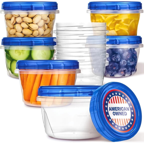 HearthHarmony 16oz Plastic Containers with Twist Top Lids (10 Pack), 2 Cup Freezer Containers with Lids for Leftover Food, Airtight Reusable Soup Containers, Microwave and Dishwasher Safe