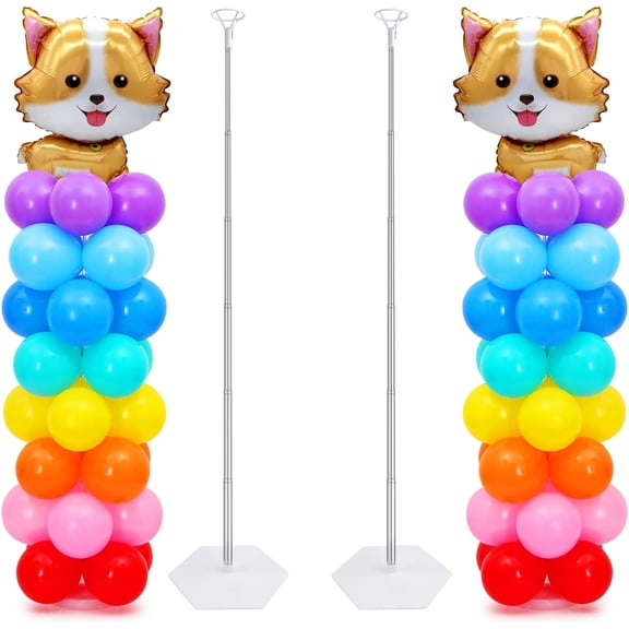 HearthHarmony 2 Set Balloon Column Kit - 6.56 feet Balloon Column Stand with Base for Baby Shower, Birthday Party, Graduation, Wedding Kids Party Centerpieces Decorations
