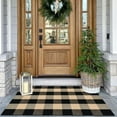 thumbnail image 1 of HearthHarmony Buffalo Plaid Area Rugs 27.5x43 Inches Brown and Black Checkered Rug Washable Front Door Mat Hand Woven Cotton Outdoor Rugs Small Rug for Front Porch Kitchen Entryway Patio Bathroom, 1 of 16