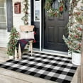 thumbnail image 1 of HearthHarmony Buffalo Plaid Area Rugs 3x5 Ft Black and White Checkered Rug Washable Front Door Mat Hand Woven Cotton Outdoor Rug Large Rug for Front Porch Kitchen Entryway Patio Bathroom, 1 of 18