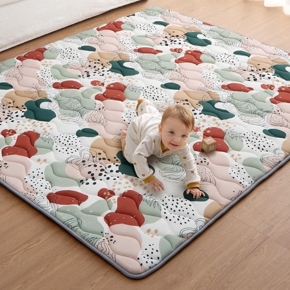 HearthHarmony Child Play Mats for Floor, 71x59 Inch Thicker Foam Playmats for Babies and Toddlers, Soft Cushioning Child Crawling Mat, Modern Abstract