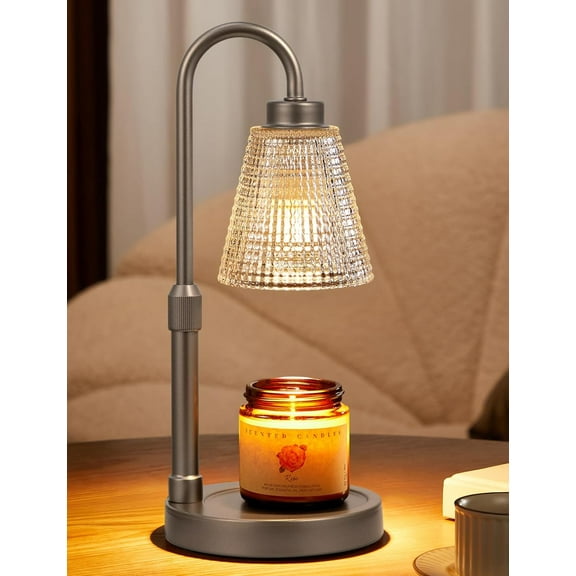 HearthHarmony Gray Candle Warmer Lamp with Timer, Dimmable Candle Warmer for Jar Candles, Height Adjustable Wax Melts Warmer, Birthday Gifts for Women Mom, House Warming Gifts New Home Decor