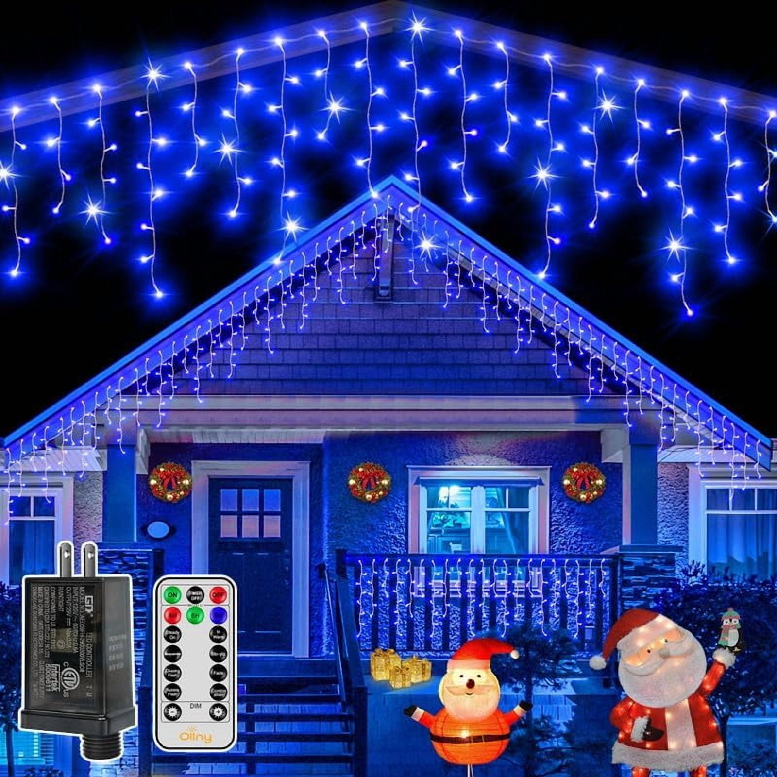 HearthHarmony Icicle Lights for Outside 504LED 41FT, Blue Christmas ...