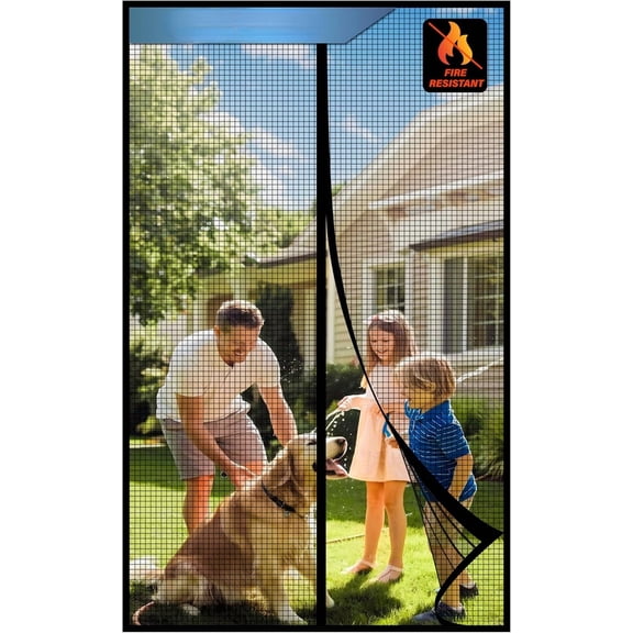 HearthHarmony Magnetic Screen Door，Fiberglass Screen Door Mesh，Keep Bugs Out, Heavy-Duty Mesh Curtain,Pet and Kid Friendly, Works with Front Doors, Sliding Doors（32x80 Inch Fiberglass