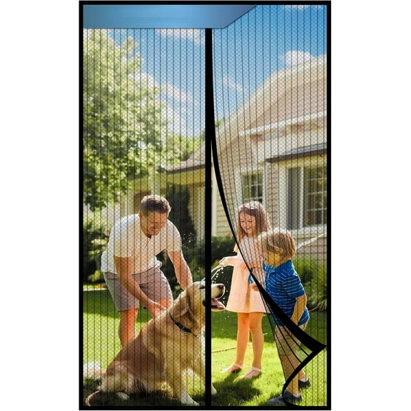 HearthHarmony Magnetic Screen Door,Screen Door Mesh,Keep Bugs Out, Easy Install Works with Front Doors, Sliding Doors,Fit Door Size 36 x 82 Inches