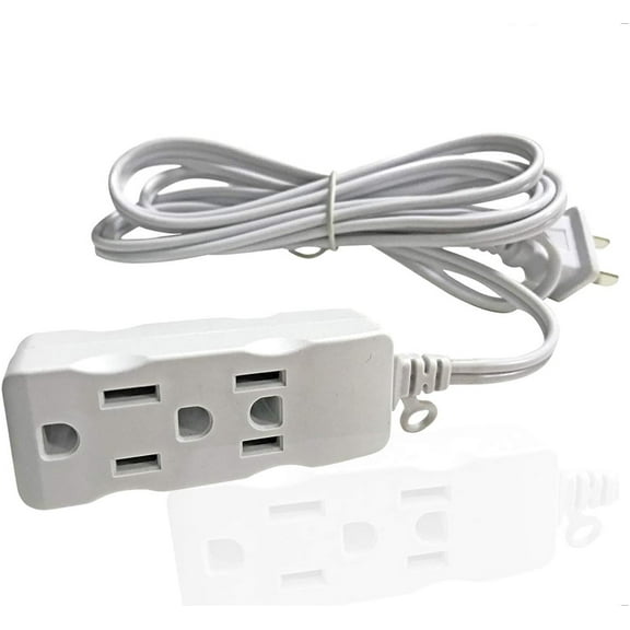 HearthHarmony Multi Plug Extender Box 3 Outlet Power Strip,Flat pins Socket,3FT,6Ft,9Ft,15Ft Bulb,TV Long Extension Cord, with 3rd Grounding Pin,White (2.7m/9Ft)