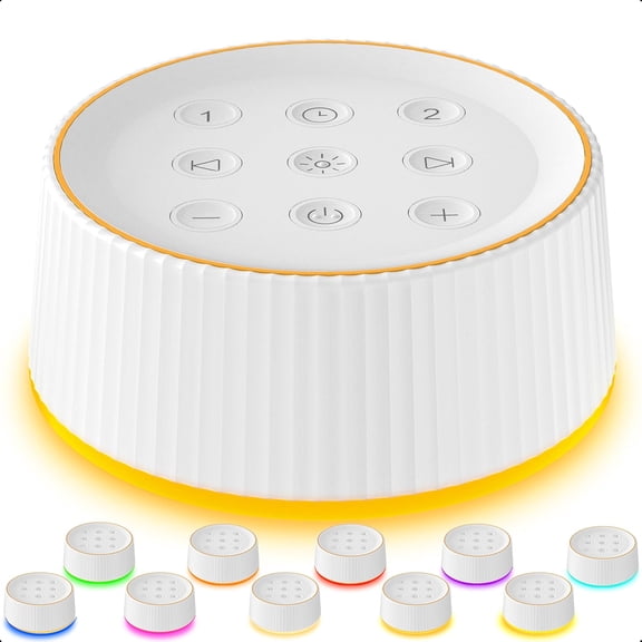 HearthHarmony Sound Machine with 26 Soothing Sounds, 10 Colors Night Light White Noise Machine for Adults Baby Kids Sleep Machines Function, Volume Levels 6 Timers for Home Office Travel