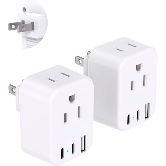 HearthHarmony US to Japan Plug Adapter,Japan Power Adapter with 2 Outlets 3 USB Ports(2 USB C), Travel Plug Adapter for Amercian USA to Japanese China Canada Mexico Philippines Peru, 2 Pack