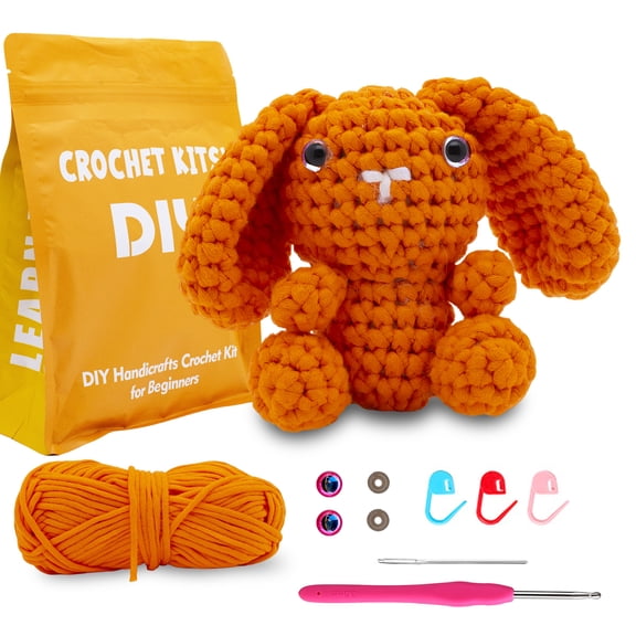 HearthLoop Beginner Crochet Kit – Bunny Amigurumi with Yarn, Hook & Video Tutorials, Everything You Need