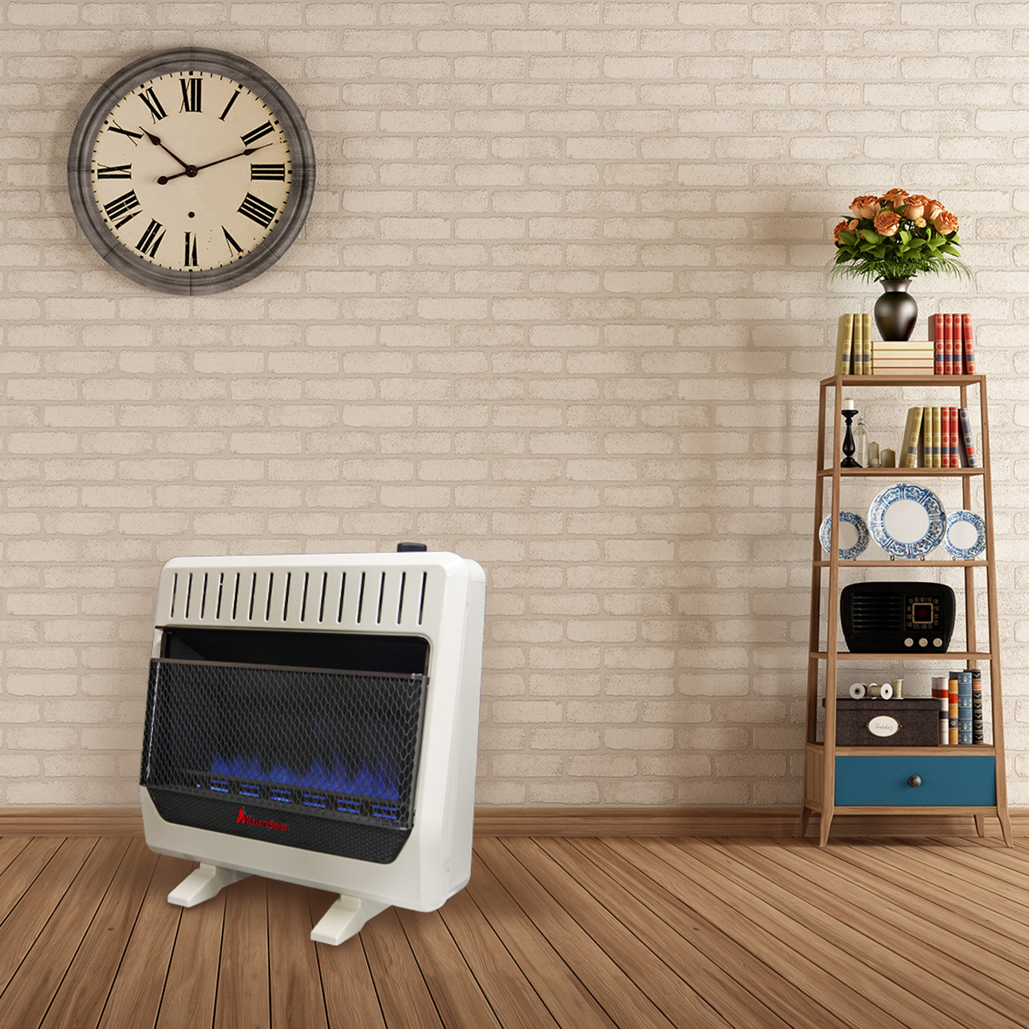 HearthSense Recon Dual Fuel Ventless Blue Flame Heater With Base and