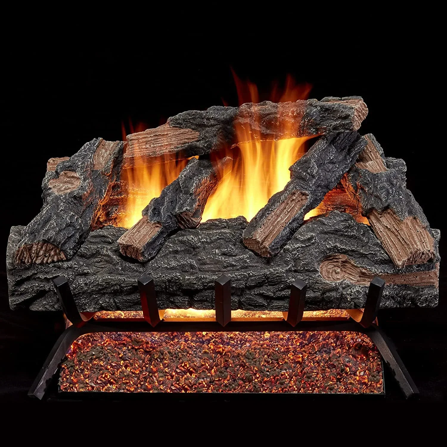 HearthSense Vented Gas Log Set with Remote Control Kit - 24 in., 55,000 BTU  - Model# MO24HVL-RO - Walmart.com