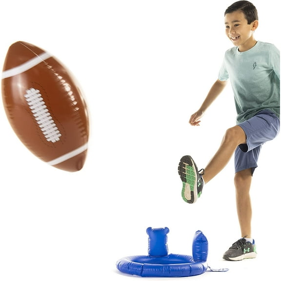 HearthSong Giant 23 Inch Kick and Catch Sturdy Inflatable Kids' Football with Vinyl Tee for Kicking, Throwing, and Catching Football Fun