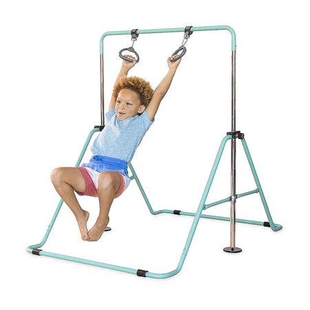 HearthSong Kids 2-in-1 Adjustable Gymnastics Training Bar and Ring Set with Five Height Settings