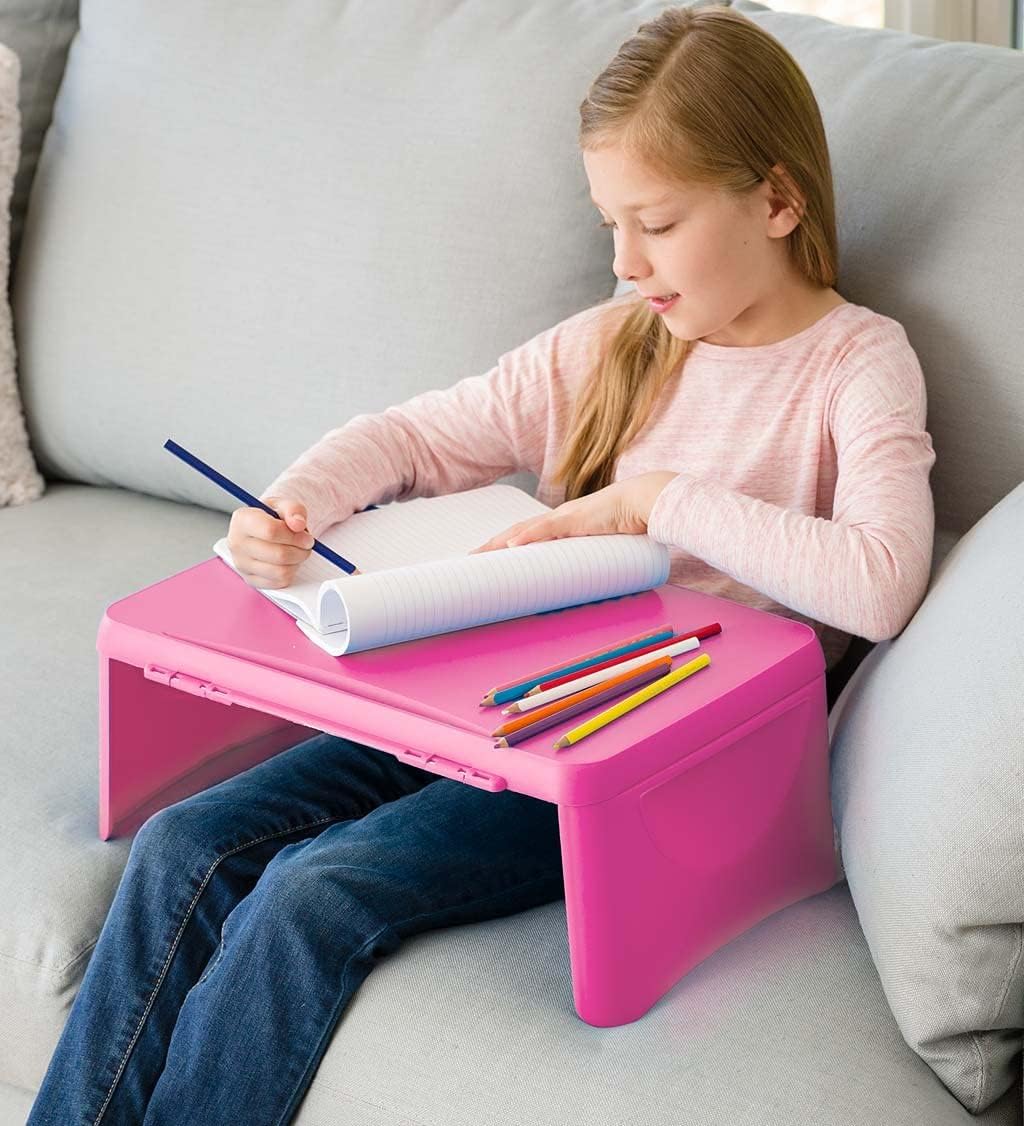 HearthSong Portable Folding Lap Desk With Storage Activity Tray - Pink - image 1 of 9