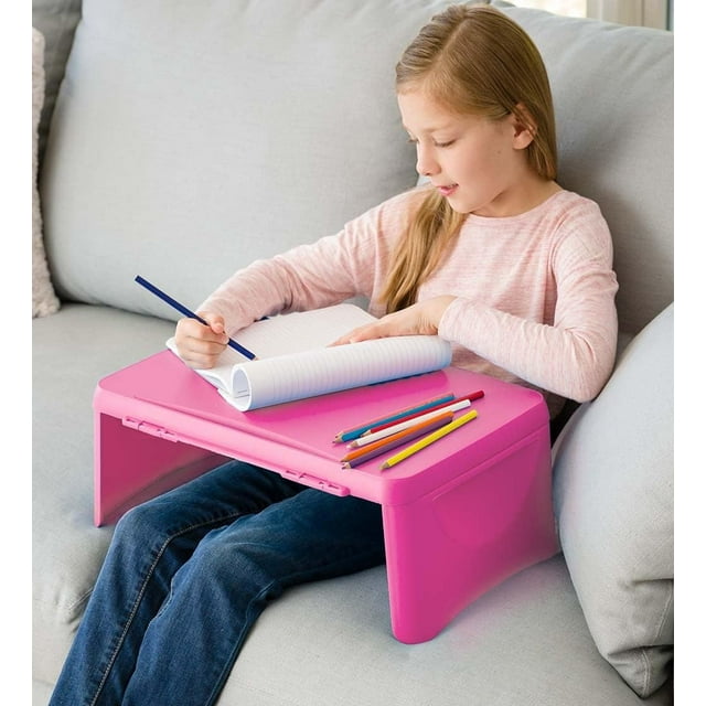 HearthSong Portable Folding Lap Desk With Storage Activity Tray - Pink