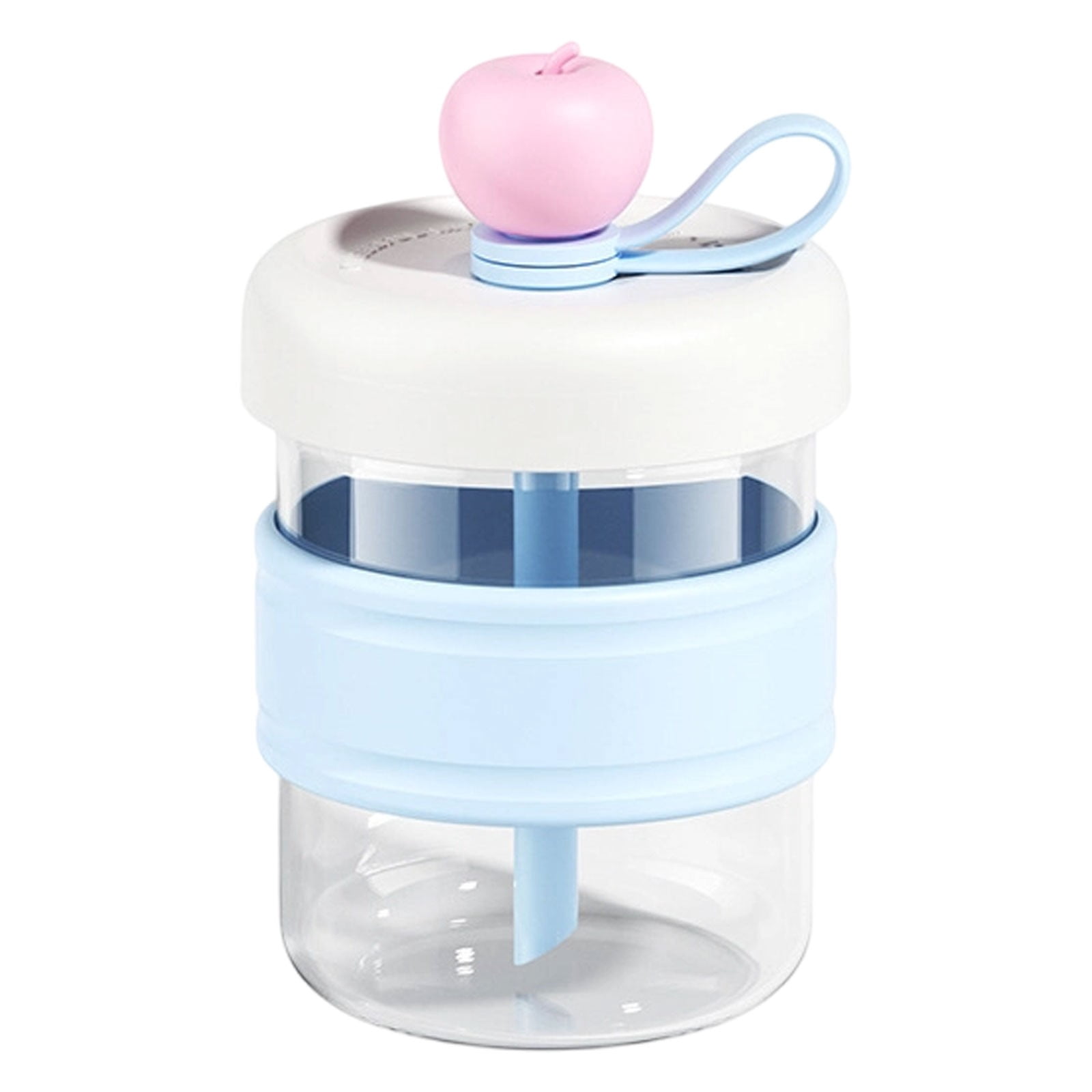 Hearthoom 2 in 1 Ice Cube Bottle with Straw, Portable Ice Cube Tray with Lid And Bin, Press to Release Ice Tray for Home Ice Making, 6 Grid Ice -Cube Tray Cup for Drinks,Blue