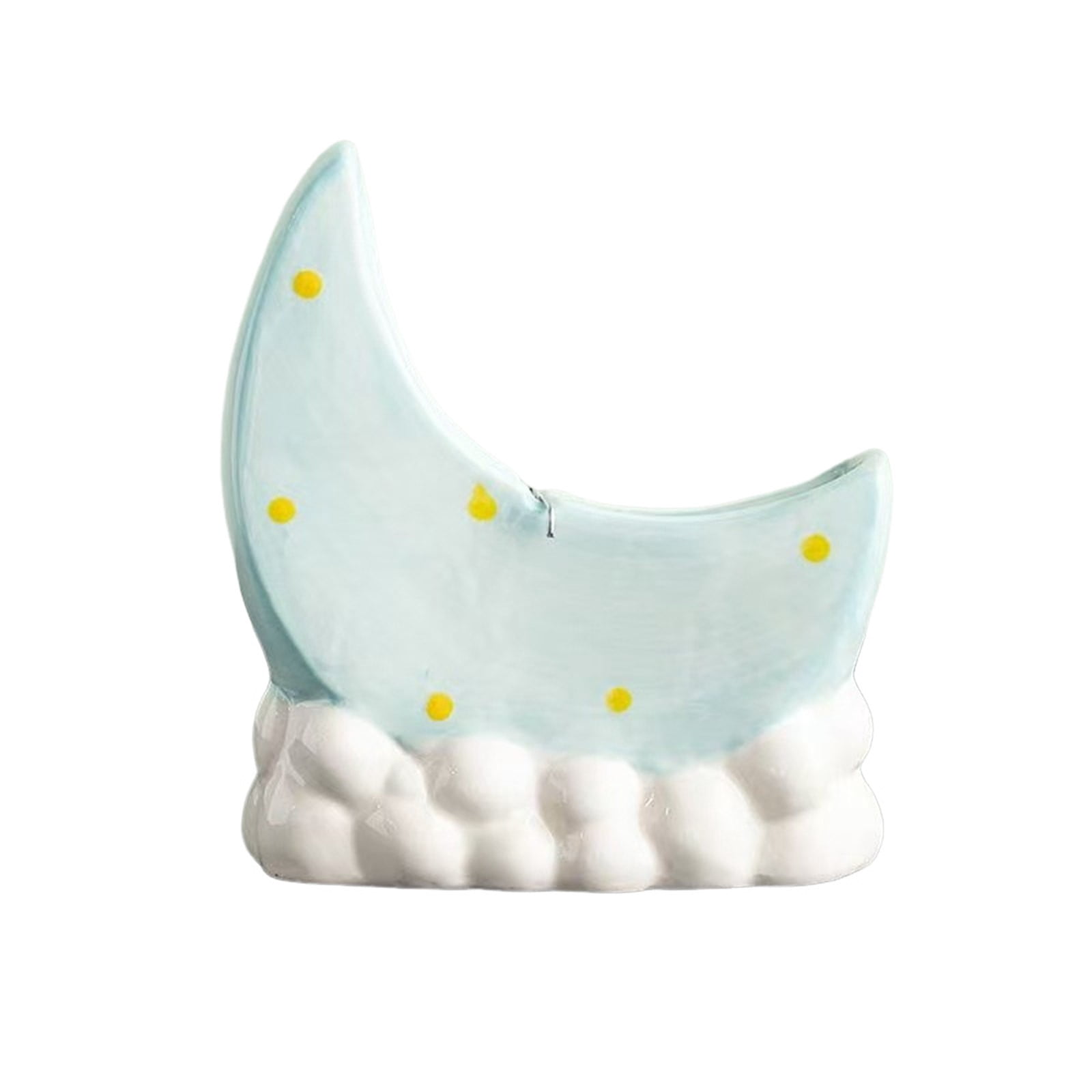 Hearthoom Ceramics Cute Crescent Moon Mosquito Coil Holder Indoor Home Use Fresh & Anti Scalding Heat Incense Burner Stand for Coils,Blue