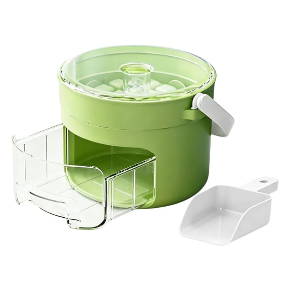 Hearthoom Compact Ice Cube Tray with Lid And Bin,Mini Press-Type Ice Cube Maker for Freezer,Space-Saving Small Ice Bucket with Shovel for Rv,Office,Mini Ice Cube Trays,Green